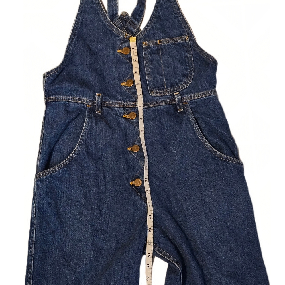Vintage Lee Womens Denim Bib Overalls Button Front Taper Leg Size 3 Made In USA - Picture 6 of 12